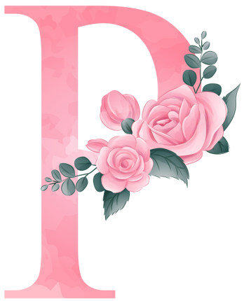 (361-02) Rose Roses Floral Monogram Letter All Letters A-Z Numbers 0-9