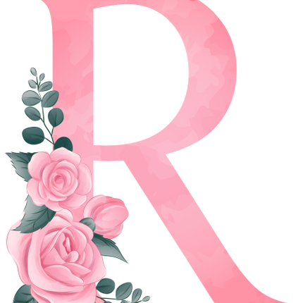 (361-02) Rose Roses Floral Monogram Letter All Letters A-Z Numbers 0-9