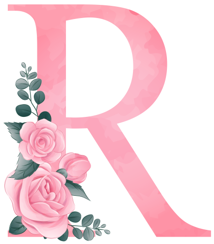 (s361-2) Rose Roses Floral Monogram Letter All Letters A-Z Numbers 0-9