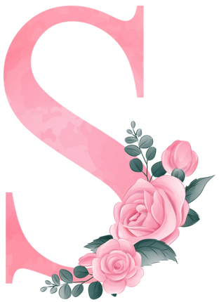 (361-02) Rose Roses Floral Monogram Letter All Letters A-Z Numbers 0-9