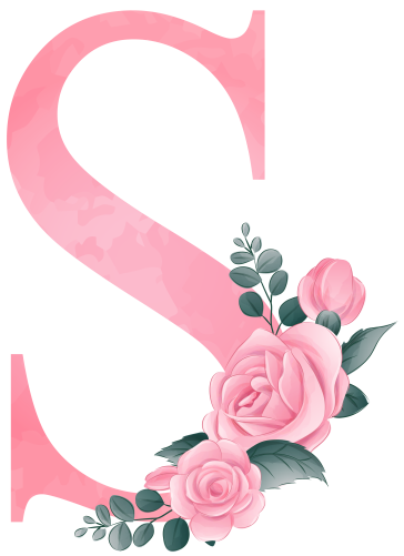 (s361-2) Rose Roses Floral Monogram Letter All Letters A-Z Numbers 0-9