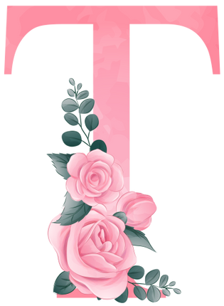 (361-02) Rose Roses Floral Monogram Letter All Letters A-Z Numbers 0-9