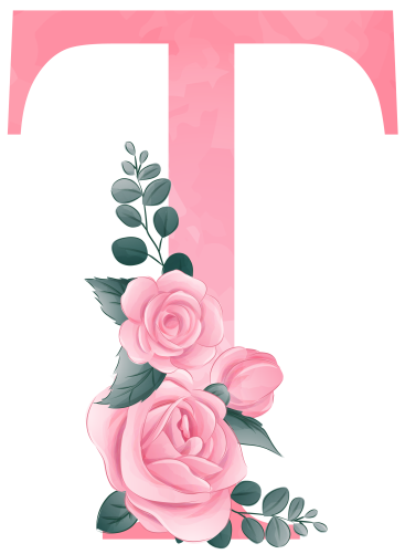 (s361-2) Rose Roses Floral Monogram Letter All Letters A-Z Numbers 0-9