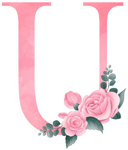 (s361-2) Rose Roses Floral Monogram Letter All Letters A-Z Numbers 0-9