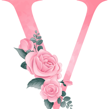 (361-02) Rose Roses Floral Monogram Letter All Letters A-Z Numbers 0-9