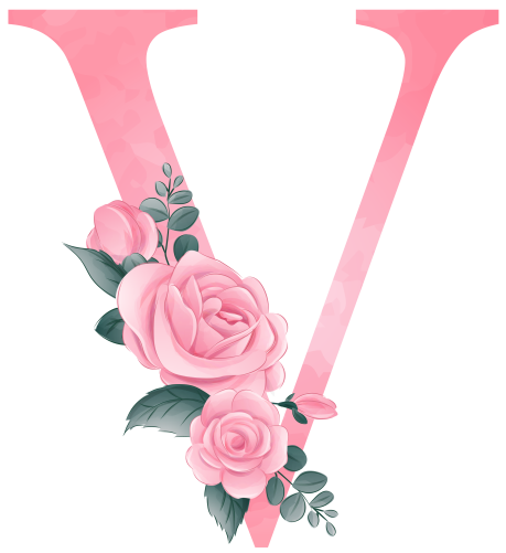 (s361-2) Rose Roses Floral Monogram Letter All Letters A-Z Numbers 0-9