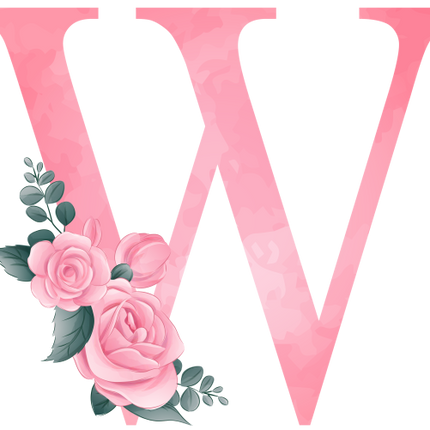 (361-02) Rose Roses Floral Monogram Letter All Letters A-Z Numbers 0-9