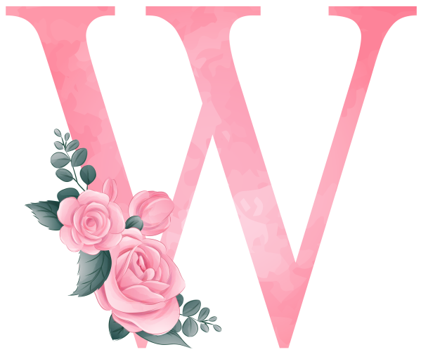 (s361-2) Rose Roses Floral Monogram Letter All Letters A-Z Numbers 0-9