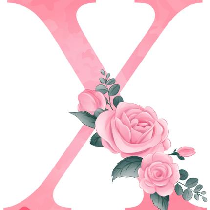 (361-02) Rose Roses Floral Monogram Letter All Letters A-Z Numbers 0-9