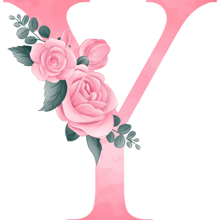 (361-02) Rose Roses Floral Monogram Letter All Letters A-Z Numbers 0-9