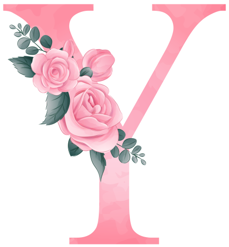 (s361-2) Rose Roses Floral Monogram Letter All Letters A-Z Numbers 0-9
