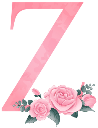 (361-02) Rose Roses Floral Monogram Letter All Letters A-Z Numbers 0-9