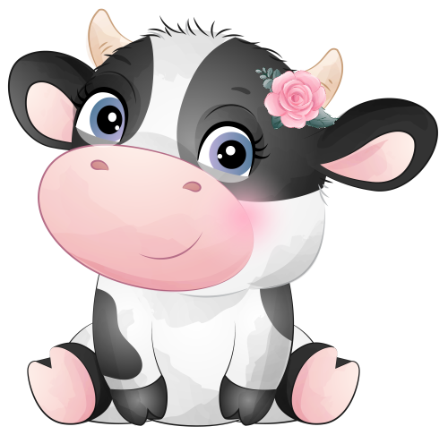 (s361-3-I) Baby Cow Pink Rose Flower