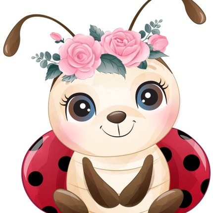 (s361-3-Q) Ladybug Pink Flower