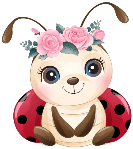 (s361-3-Q) Ladybug Pink Flower