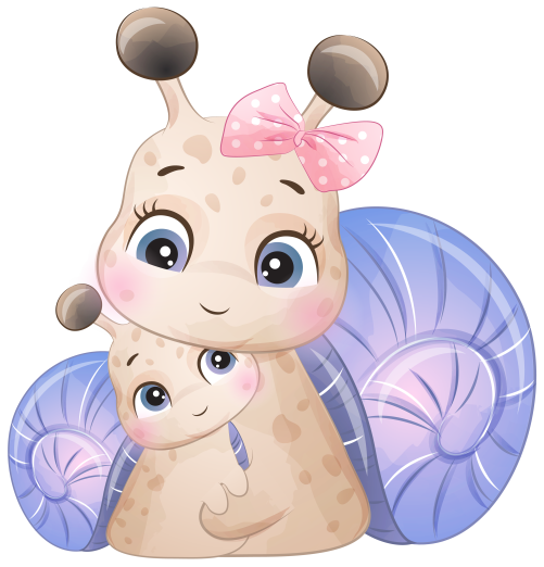 (s361-3-R) Mama and Baby Snail