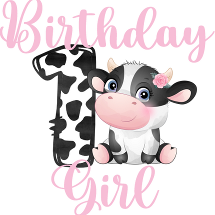 (s361-04) Birthday Girl Boy Name Age Cow Custom Text