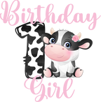(s361-04) Birthday Girl Boy Name Age Cow Custom Text
