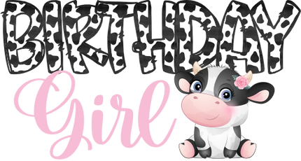 (s361-3) Birthday Girl Baby Cow Flowers
