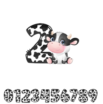 (s361-03) Birthday Girl Name Age Cow Custom Text