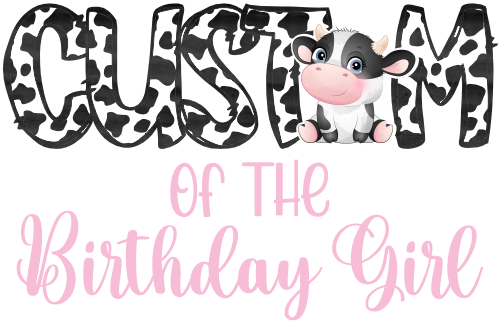 (s361-3) Mom of the Birthday Girl Cow Family Custom Text