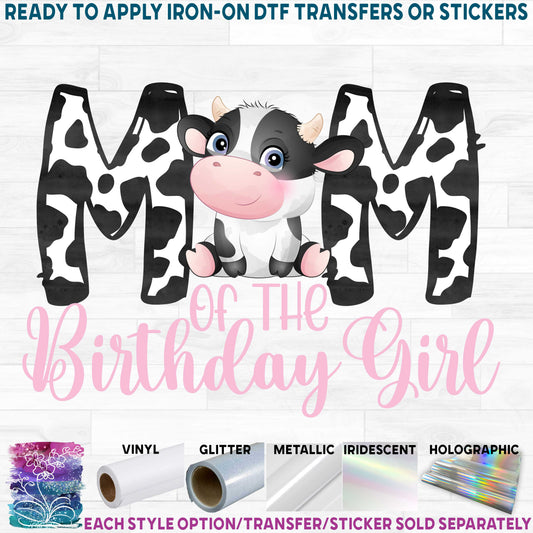 (s361-3) Mom of the Birthday Girl Cow Family Custom Text