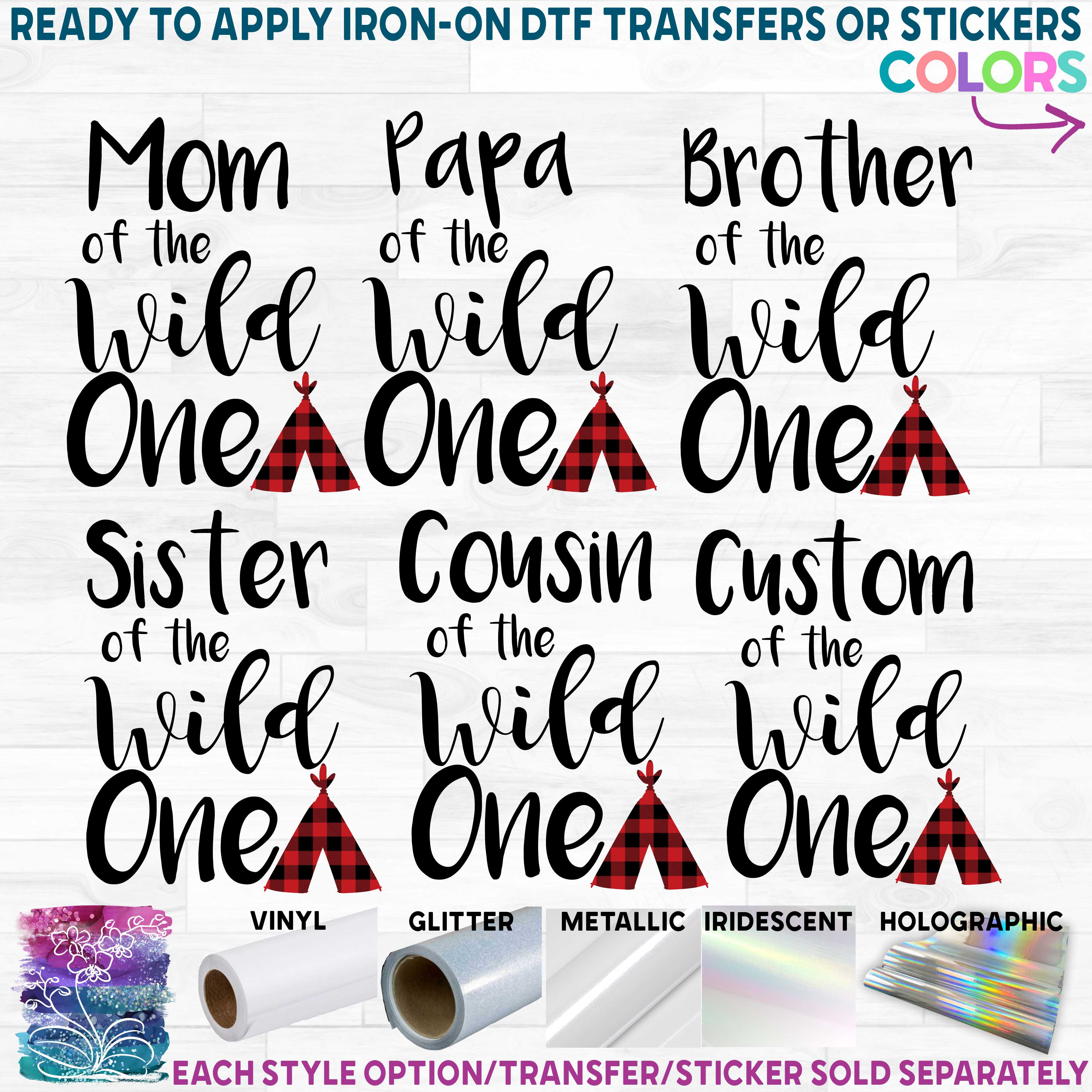 (s365-D) Mama, Family, of the Wild One, Wild Ones Buffalo Plaid Teepee Custom Text