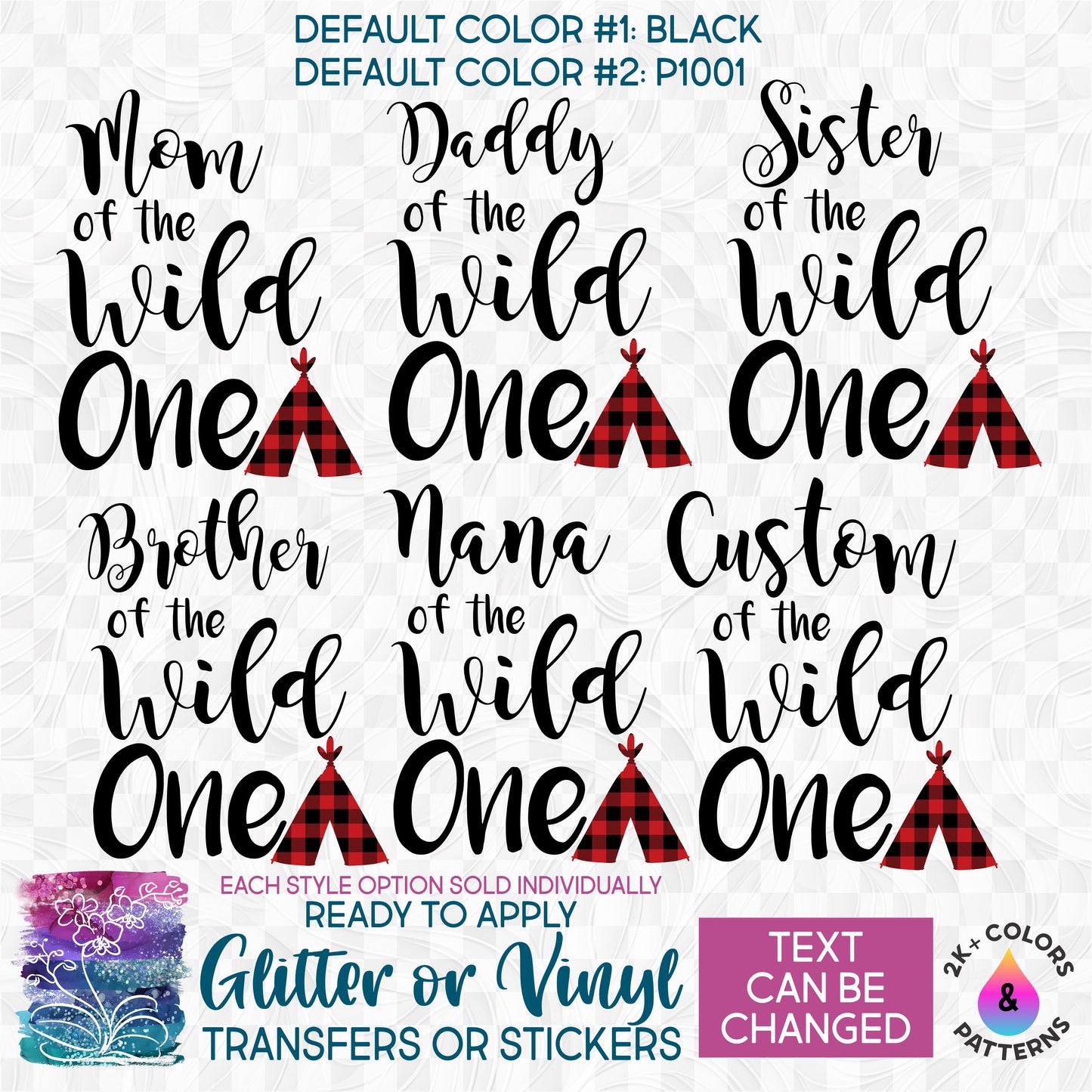 (s365-E) Mama, Family of the Wild One, Ones Glitter or Vinyl Iron-On Transfer or Sticker