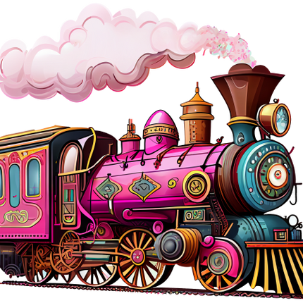 (366) Pink Vintage Steam Train