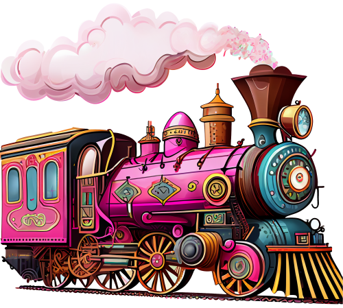 (366) Pink Vintage Steam Train