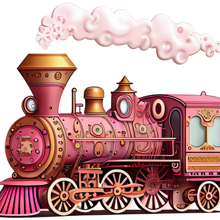 (366) Pink Vintage Steam Train