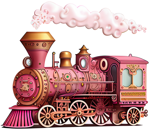 (366) Pink Vintage Steam Train