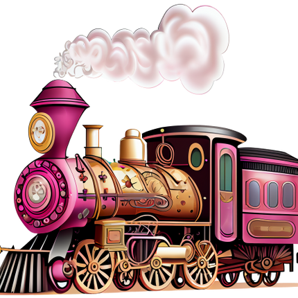 (366) Pink Vintage Steam Train