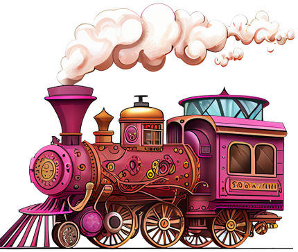 (366) Pink Vintage Steam Train