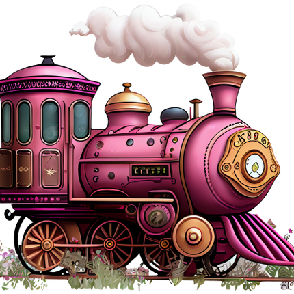 (366) Pink Vintage Steam Train