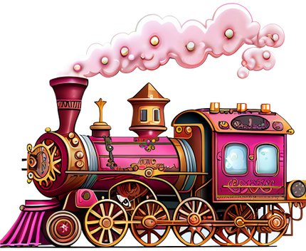 (366) Pink Vintage Steam Train
