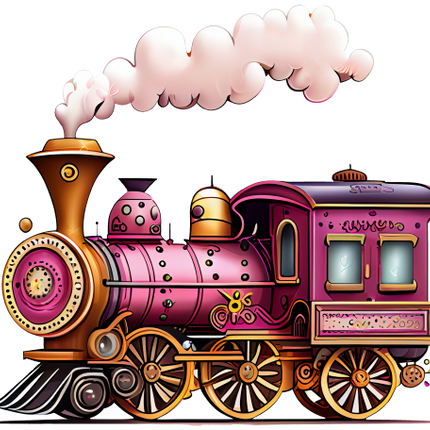 (366) Pink Vintage Steam Train