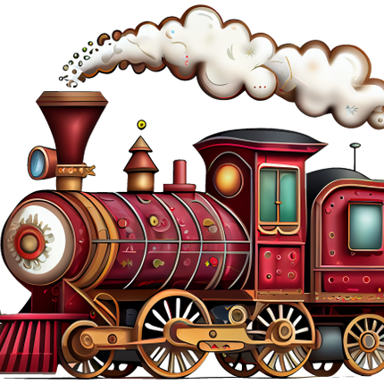 (366) Red Vintage Steam Train