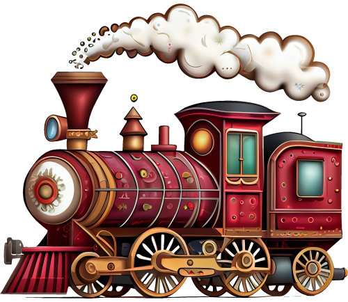 (366) Red Vintage Steam Train