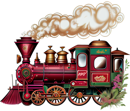 (366) Red Vintage Steam Train