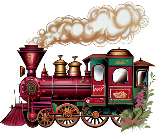 (366) Red Vintage Steam Train