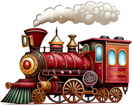 (366) Red Vintage Steam Train
