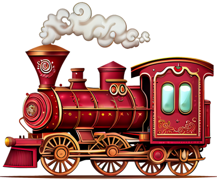 (366) Red Vintage Steam Train
