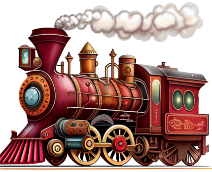 (366) Red Vintage Steam Train