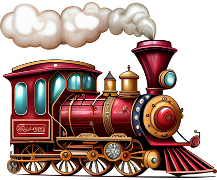 (366) Red Vintage Steam Train