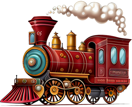 (366) Red Vintage Steam Train