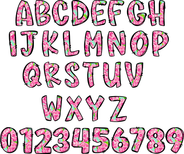 (367-P5001) Roses Floral Letters Numbers Custom Name Text