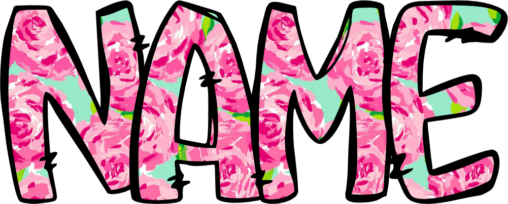 (367-P5001) Roses Floral Letters Numbers Custom Name Text