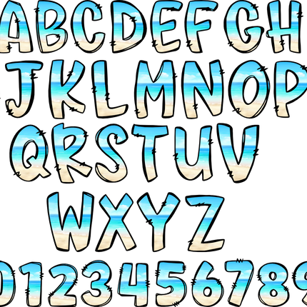 (367-P6210) Beach Ocean Letters Numbers Custom Name Text
