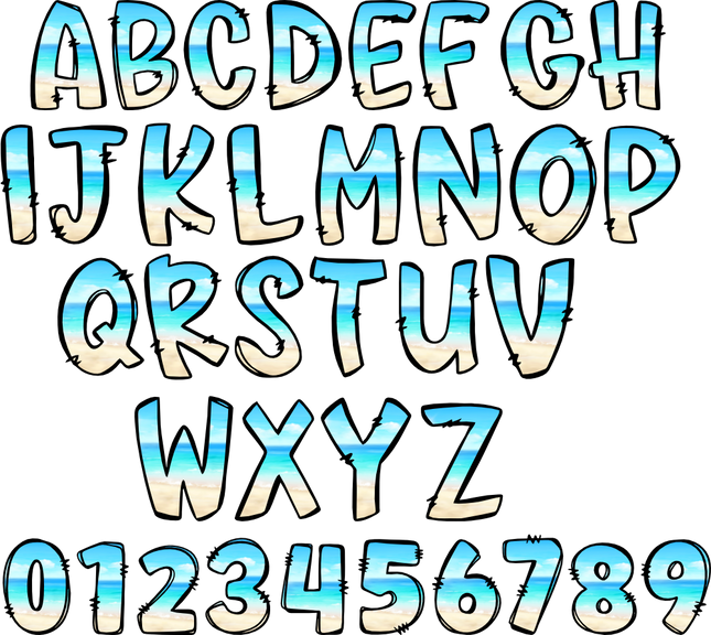 (367-P6210) Beach Ocean Letters Numbers Custom Name Text
